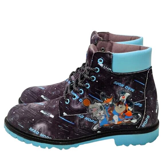 New Space Jam Blue Lace Up Boots Size 10 by WB - Picture 1 of 9